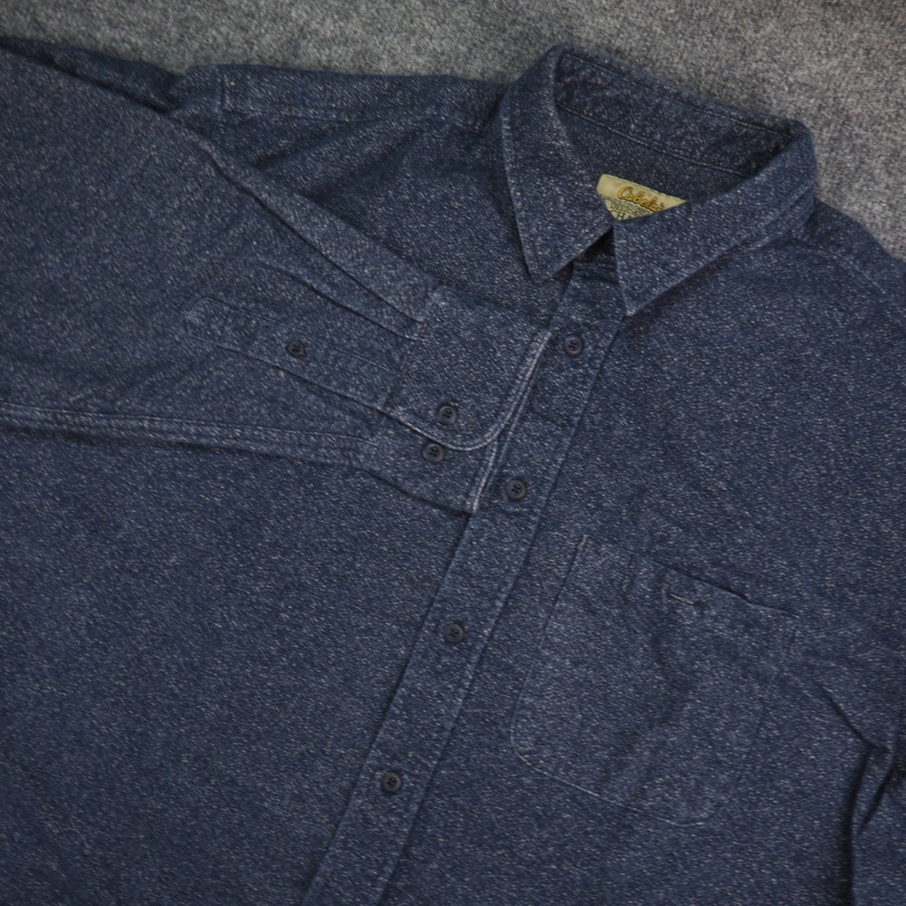Cabela's Deerskin Chamois Shirt Mens Large Blue Speckled Flannel Outdoor